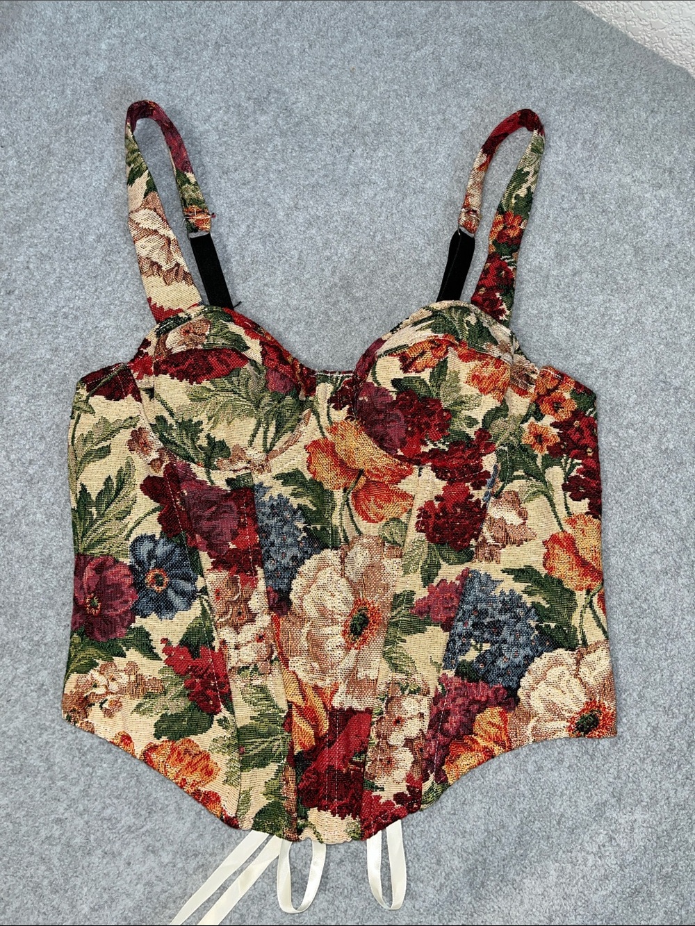 Floral Tapestry Bustier Corset Top Small Cottage Indie Renaissance